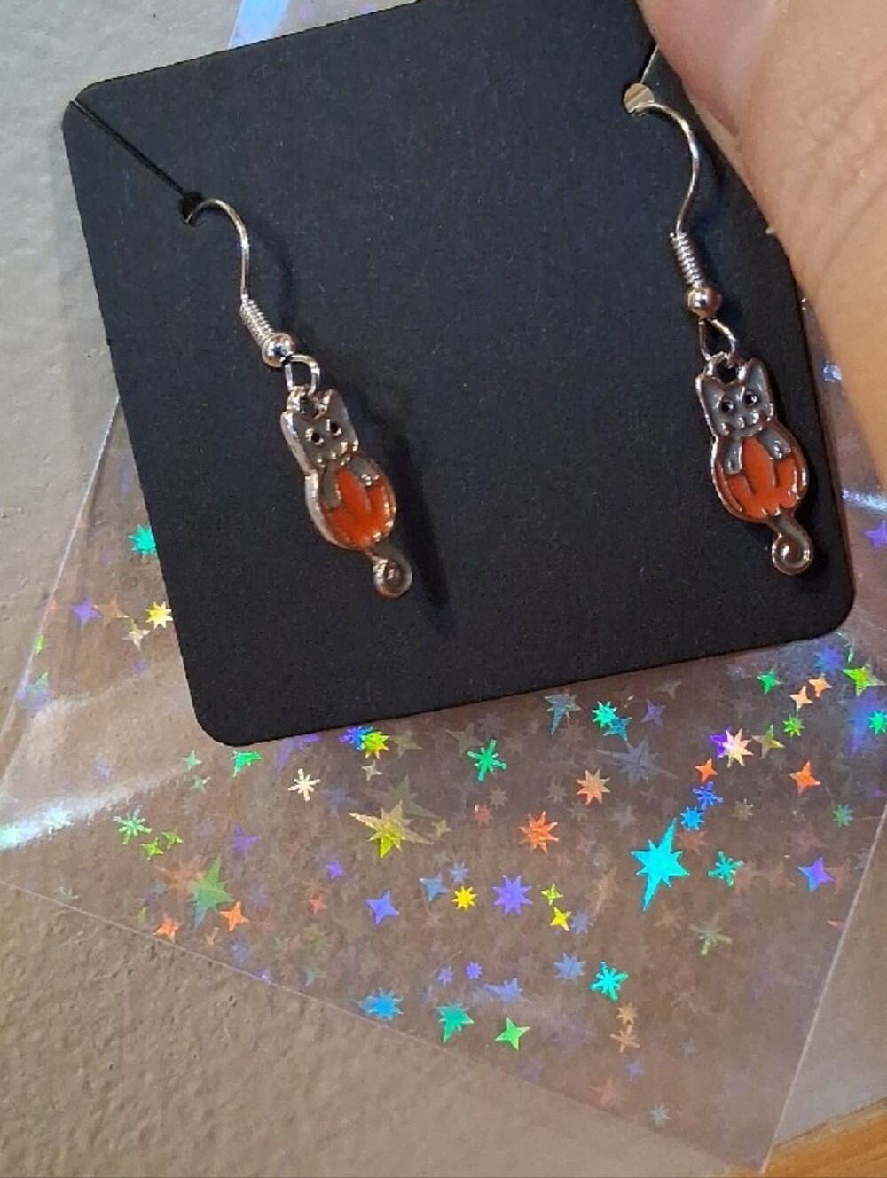 $8 Each Or Bundle 5/$20 Silver Cat & Orange Pumpkin Dangle Earrings